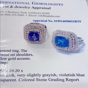 TANZANITE & Diamond Ring 14KT WHITE GOLD ORIANNE